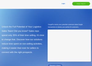How cargopro.com looks like on a tablet such as an iPad.