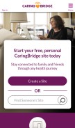 How caringbridge.org looks like on a mobile device such as an iPhone.