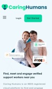How caringhumans.com.au looks like on a mobile device such as an iPhone.