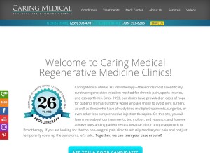 How caringmedical.com looks like on a tablet such as an iPad.