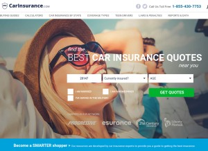 How carinsurance.com looks like on a tablet such as an iPad.