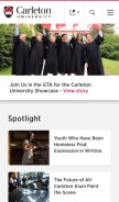 How carleton.ca looks like on a mobile device such as an iPhone.