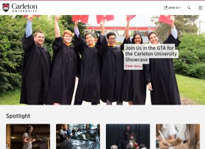 How carleton.ca looks like on a tablet such as an iPad.