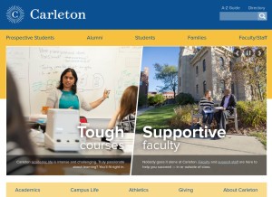 How carleton.edu looks like on a tablet such as an iPad.