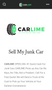How carlime.com looks like on a mobile device such as an iPhone.