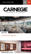 How carnegiemuseums.org looks like on a mobile device such as an iPhone.