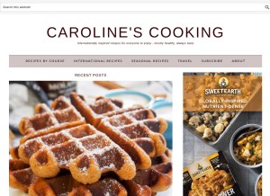 How carolinescooking.com looks like on a tablet such as an iPad.