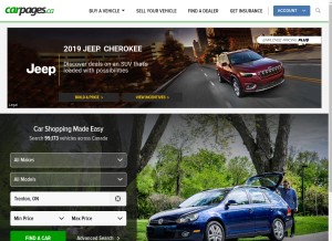 How carpages.ca looks like on a tablet such as an iPad.