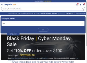 How carparts.com looks like on a tablet such as an iPad.