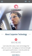 How carpentertechnology.com looks like on a mobile device such as an iPhone.