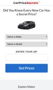 How carpricesecrets.com looks like on a mobile device such as an iPhone.
