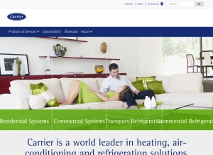 How carrier.com looks like on a tablet such as an iPad.