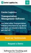 How carrierlogistics.com looks like on a mobile device such as an iPhone.