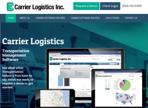 How carrierlogistics.com looks like on a tablet such as an iPad.