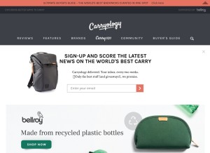 How carryology.com looks like on a tablet such as an iPad.