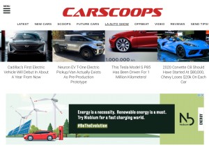 How carscoops.com looks like on a tablet such as an iPad.