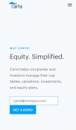 How carta.com looks like on a mobile device such as an iPhone.