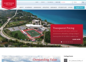 How carthage.edu looks like on a tablet such as an iPad.