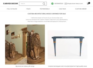 How carved-decor.com looks like on a tablet such as an iPad.
