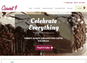 How carvel.com looks like on a tablet such as an iPad.