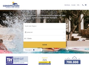 How casamundo.de looks like on a tablet such as an iPad.