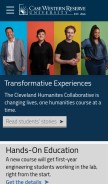 How case.edu looks like on a mobile device such as an iPhone.