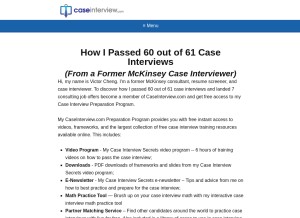 How caseinterview.com looks like on a tablet such as an iPad.