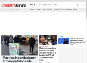 How casertanews.it looks like on a tablet such as an iPad.