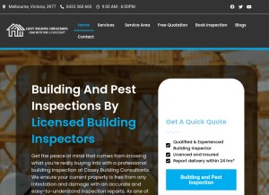 How caseybuildingconsultants.com.au looks like on a tablet such as an iPad.
