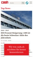 How cash.ch looks like on a mobile device such as an iPhone.