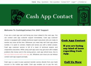 How cashappcontact.com looks like on a tablet such as an iPad.