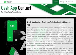 How cashappscontact.com looks like on a tablet such as an iPad.