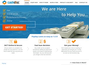 How cashdisc.com looks like on a tablet such as an iPad.