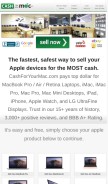 How cashforyourmac.com looks like on a mobile device such as an iPhone.