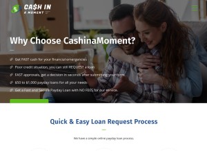 How cashinamoment.com looks like on a tablet such as an iPad.