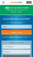 How cashnetusa.com looks like on a mobile device such as an iPhone.