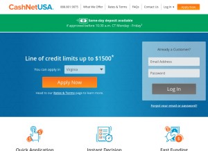How cashnetusa.com looks like on a tablet such as an iPad.