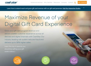 How cashstar.com looks like on a tablet such as an iPad.