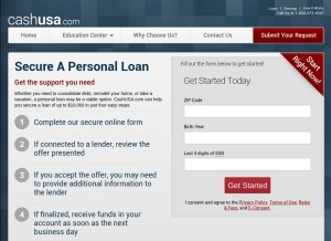 How cashusa.com looks like on a tablet such as an iPad.