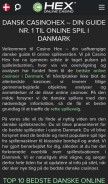 How casinohex.dk looks like on a mobile device such as an iPhone.