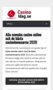 How casinoidag.se looks like on a mobile device such as an iPhone.