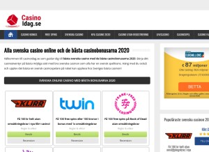 How casinoidag.se looks like on a tablet such as an iPad.