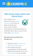 How casinopro.se looks like on a mobile device such as an iPhone.