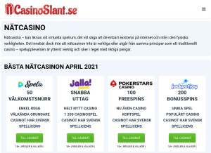 How casinoslant.se looks like on a tablet such as an iPad.