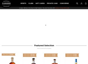 How caskers.com looks like on a tablet such as an iPad.