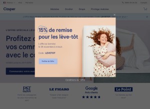 How casper.com looks like on a tablet such as an iPad.