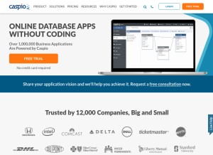How caspio.com looks like on a tablet such as an iPad.