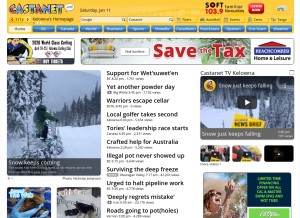 How castanet.net looks like on a tablet such as an iPad.