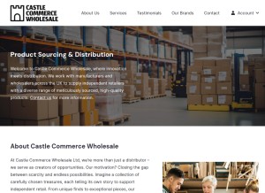 How castlecommercewholesale.com looks like on a tablet such as an iPad.