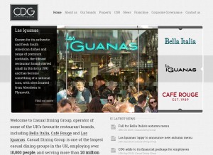 How casualdininggroup.com looks like on a tablet such as an iPad.